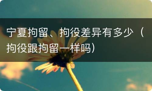 宁夏拘留、拘役差异有多少（拘役跟拘留一样吗）