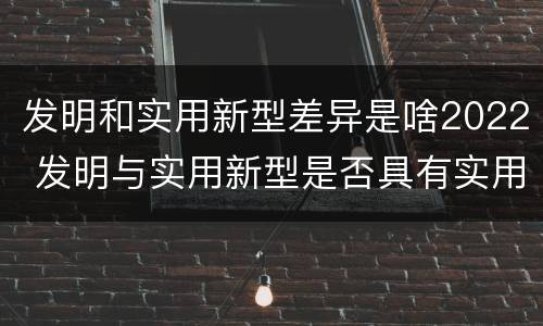 发明和实用新型差异是啥2022 发明与实用新型是否具有实用性
