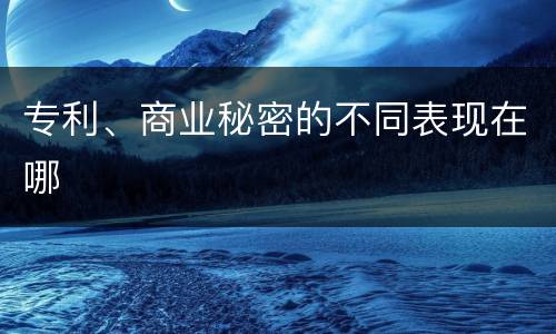 专利、商业秘密的不同表现在哪