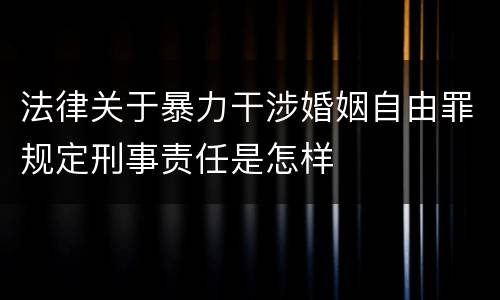 法律关于暴力干涉婚姻自由罪规定刑事责任是怎样