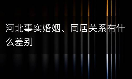河北事实婚姻、同居关系有什么差别