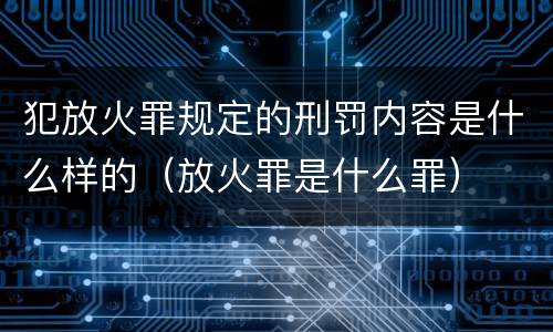 犯放火罪规定的刑罚内容是什么样的（放火罪是什么罪）
