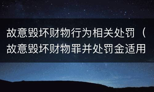 故意毁坏财物行为相关处罚（故意毁坏财物罪并处罚金适用错误）