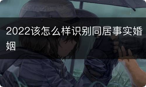 2022该怎么样识别同居事实婚姻