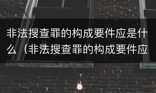 非法搜查罪的构成要件应是什么（非法搜查罪的构成要件应是什么意思）