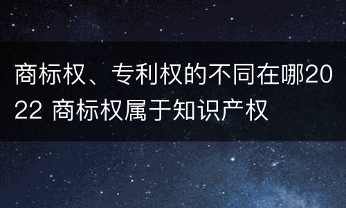 商标权、专利权的不同在哪2022 商标权属于知识产权