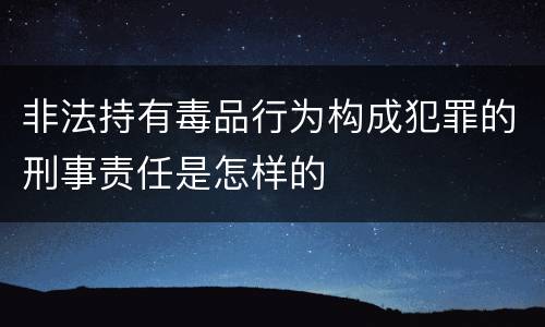 非法持有毒品行为构成犯罪的刑事责任是怎样的