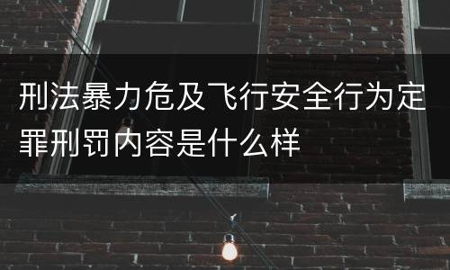 刑法暴力危及飞行安全行为定罪刑罚内容是什么样