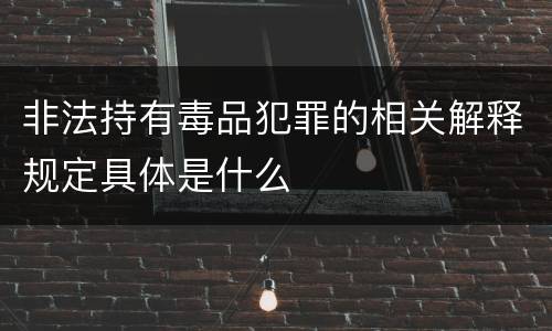 非法持有毒品犯罪的相关解释规定具体是什么