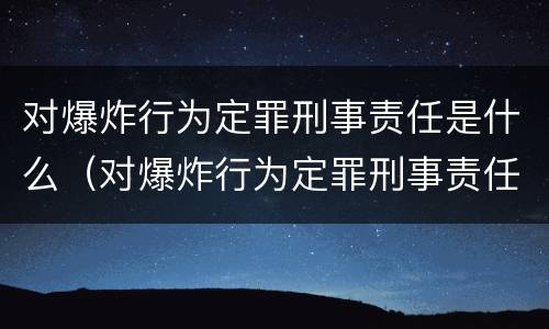 对爆炸行为定罪刑事责任是什么（对爆炸行为定罪刑事责任是什么意思）