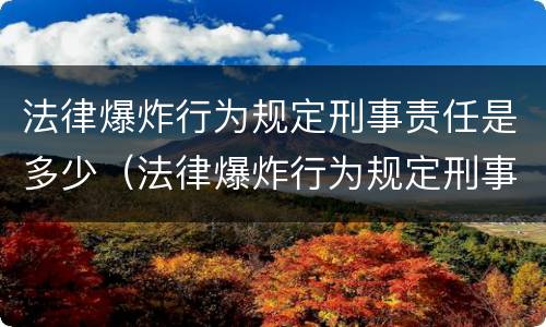 法律爆炸行为规定刑事责任是多少（法律爆炸行为规定刑事责任是多少年）