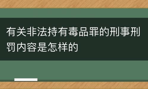 有关非法持有毒品罪的刑事刑罚内容是怎样的