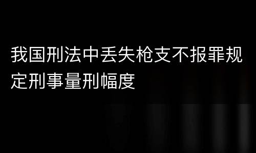 我国刑法中丢失枪支不报罪规定刑事量刑幅度