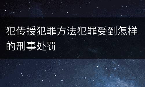 犯传授犯罪方法犯罪受到怎样的刑事处罚