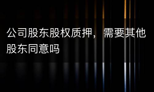 公司股东股权质押，需要其他股东同意吗