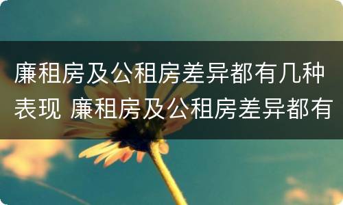 廉租房及公租房差异都有几种表现 廉租房及公租房差异都有几种表现形式