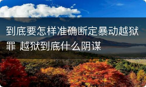到底要怎样准确断定暴动越狱罪 越狱到底什么阴谋