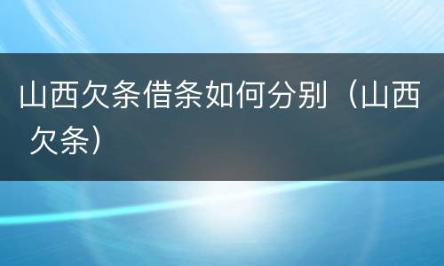 山西欠条借条如何分别（山西 欠条）