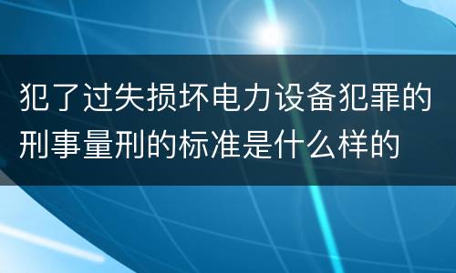 犯了过失损坏电力设备犯罪的刑事量刑的标准是什么样的