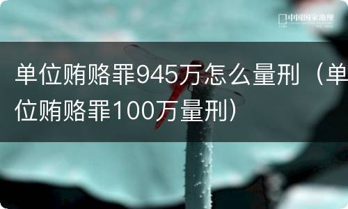 单位贿赂罪945万怎么量刑（单位贿赂罪100万量刑）