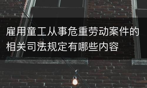 雇用童工从事危重劳动案件的相关司法规定有哪些内容