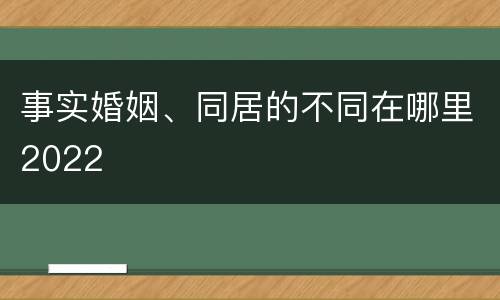 事实婚姻、同居的不同在哪里2022