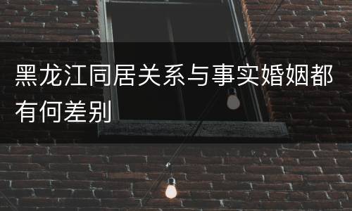 黑龙江同居关系与事实婚姻都有何差别