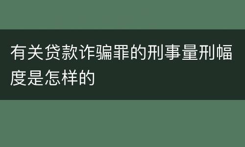 有关贷款诈骗罪的刑事量刑幅度是怎样的