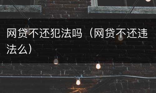 网贷不还犯法吗（网贷不还违法么）
