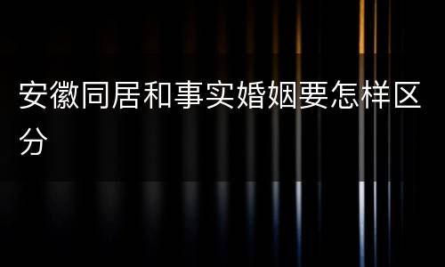 安徽同居和事实婚姻要怎样区分