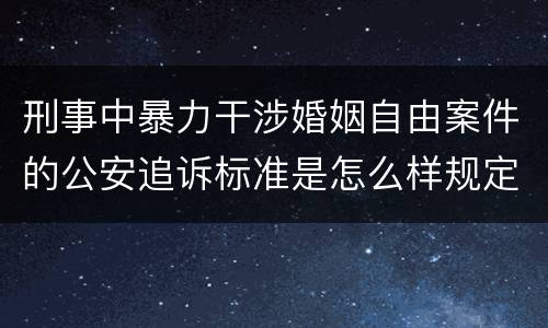 刑事中暴力干涉婚姻自由案件的公安追诉标准是怎么样规定