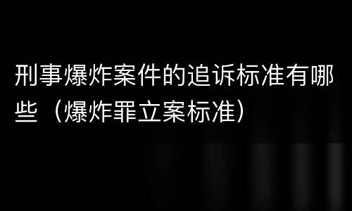刑事爆炸案件的追诉标准有哪些（爆炸罪立案标准）