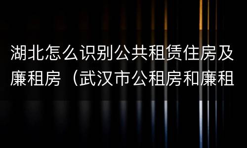 湖北怎么识别公共租赁住房及廉租房（武汉市公租房和廉租房区别）