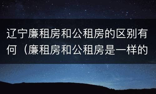 辽宁廉租房和公租房的区别有何（廉租房和公租房是一样的吗）