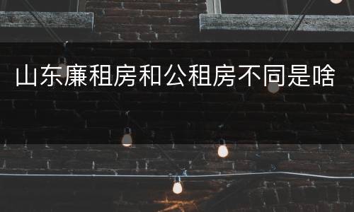 山东廉租房和公租房不同是啥