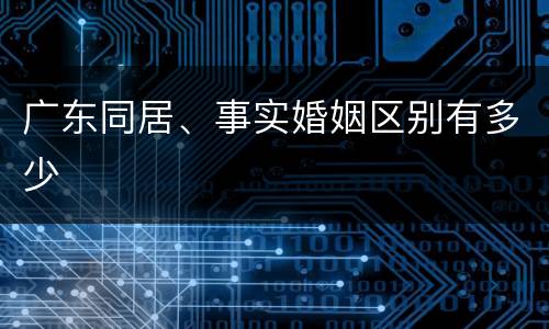 广东同居、事实婚姻区别有多少