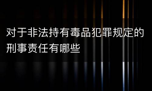 对于非法持有毒品犯罪规定的刑事责任有哪些