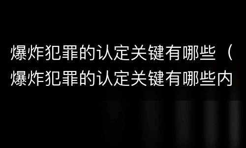 爆炸犯罪的认定关键有哪些（爆炸犯罪的认定关键有哪些内容）