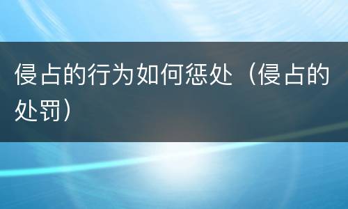 侵占的行为如何惩处（侵占的处罚）