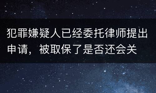 犯罪嫌疑人已经委托律师提出申请，被取保了是否还会关