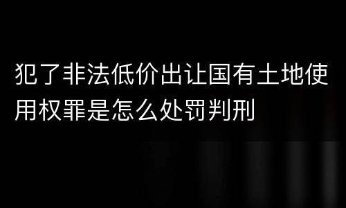 犯了非法低价出让国有土地使用权罪是怎么处罚判刑