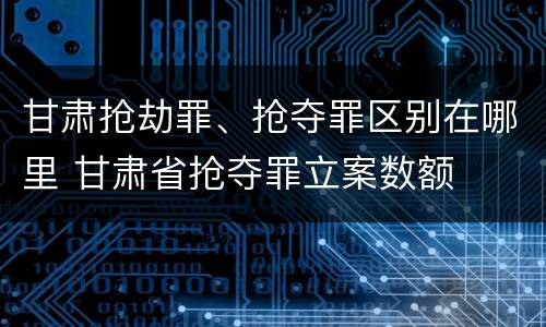 甘肃抢劫罪、抢夺罪区别在哪里 甘肃省抢夺罪立案数额
