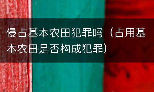 侵占基本农田犯罪吗（占用基本农田是否构成犯罪）