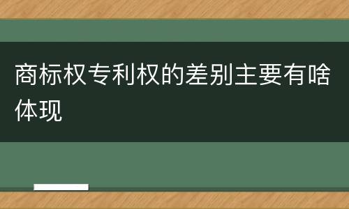 商标权专利权的差别主要有啥体现
