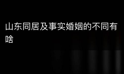 山东同居及事实婚姻的不同有啥