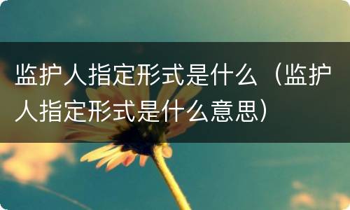 监护人指定形式是什么（监护人指定形式是什么意思）