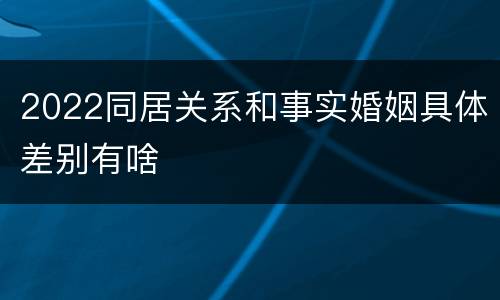 2022同居关系和事实婚姻具体差别有啥
