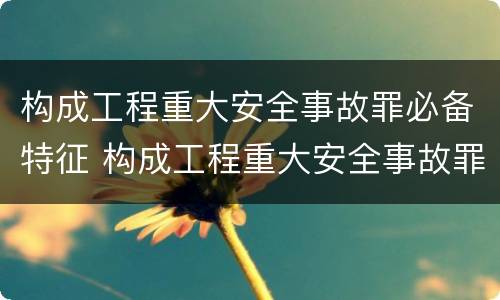 构成工程重大安全事故罪必备特征 构成工程重大安全事故罪必备特征有哪些