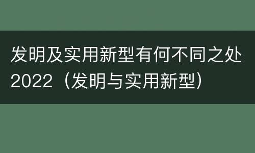 发明及实用新型有何不同之处2022（发明与实用新型）