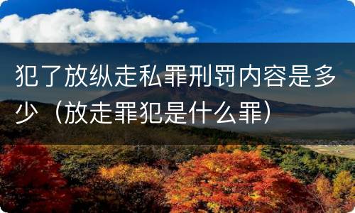 犯了放纵走私罪刑罚内容是多少（放走罪犯是什么罪）